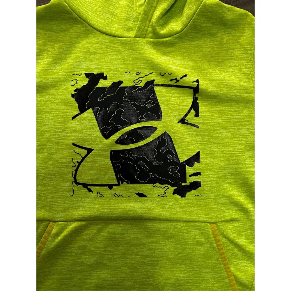 Under Armour Hoodie‎ Pullover ColdGear Neon Green Logo YLG
